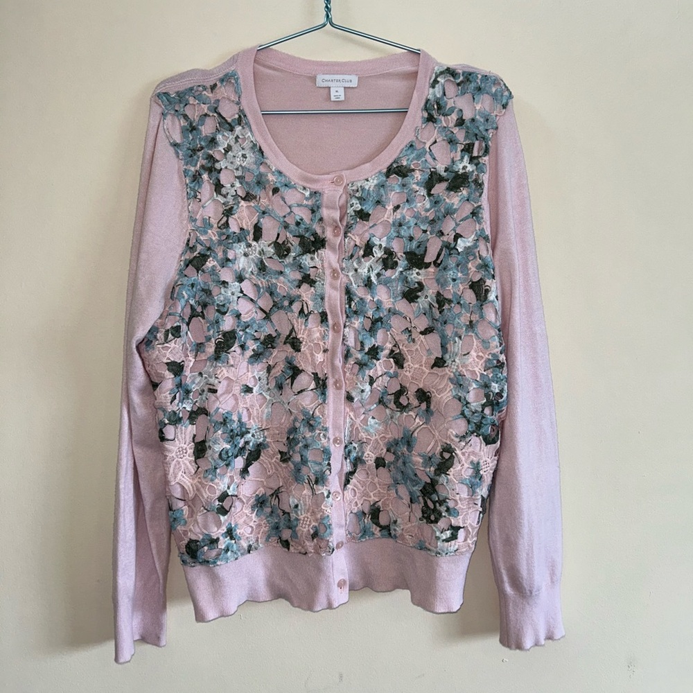 Pastel Lace Watercolor Cardigan
